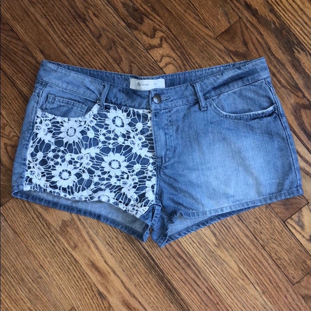 DAISY Lace Crochet, Knit Denim Jean Shorts